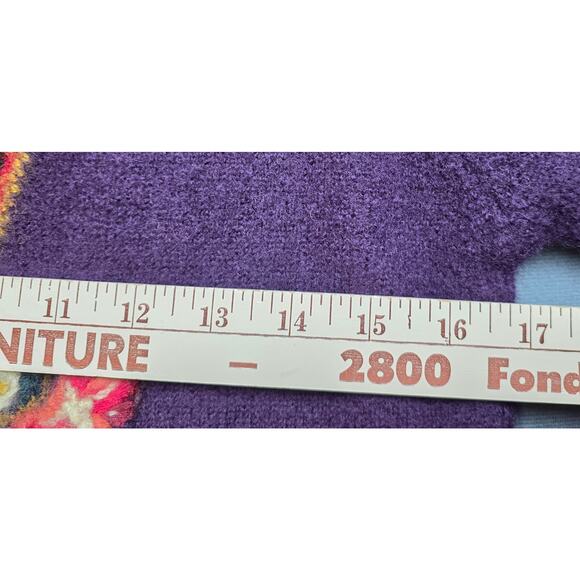 Vintage Womens Large Herman Geist Wool Cardigan Sweater Purple Hand Embroidered‎ - Picture 6 of 7